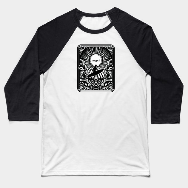 Surf man with tarot card style Baseball T-Shirt by grappict